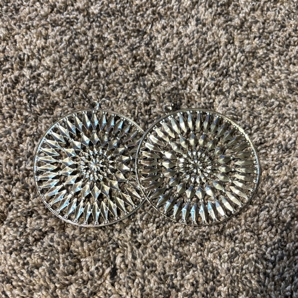 Vintage Large Silver Dangle Earrings